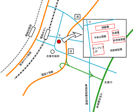 サンフレアこがの位置図