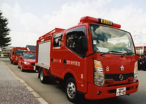 配備された消防車