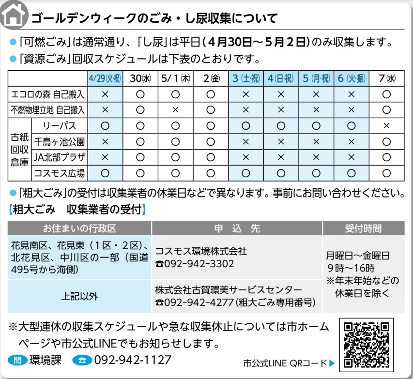 ゴールデンウィーク可燃ごみ収集等について
